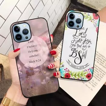 Чехол с цветочной текстовой этикеткой для Iphone 14 13 11 12 Pro Max Mini Xs Xr X 7 8 6s Plus Se 2022, защитная задняя крышка из закаленного стекла For iPhone XS