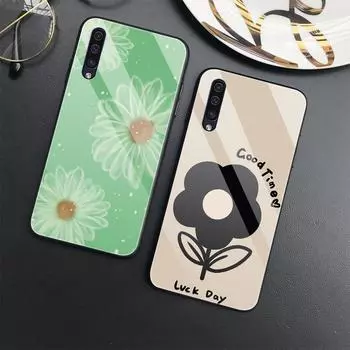 Чехол с цветочным принтом для Samsung Galaxy A52 A71 A72 A73 A53, стеклянный чехол для Samsung A13 5g A03 A22 A21s A03 Core A42 A70 For Samsung A70