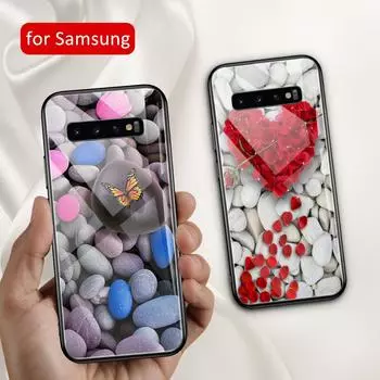 Чехол с цветочным принтом для Samsung S22, стеклянная задняя крышка, чехол с красной розой S20 plus для Galaxy S8 S9 S10 plus Note 8 9 10 plus S10e ultra Samsung S8 plus&Glass case