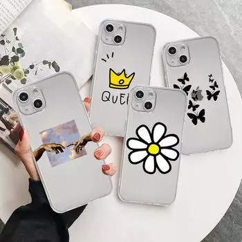 Чехол с цветочным принтом в виде сердца для iPhone 14 11 12 Pro 13 Pro Max XR XS X 6s 7 8 Plus SE 2020 13 Mini, роскошный противоударный прозрачный чехол iPhone 14 Pro Max