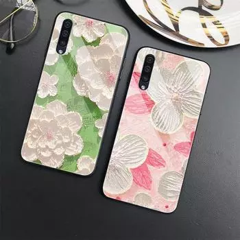 Чехол с цветочным рисунком для Samsung Galaxy A71 A72 A70 A73 A53 A13 5g A03 A22 A21s A03 Core A42 A52, роскошный стеклянный чехол For Samsung A53 5G