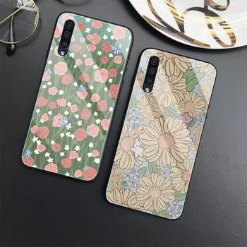Чехол с цветочным рисунком для Samsung Galaxy A52 A71 A72 A73 A53, чехол из закаленного стекла для Samsung A13 5g A03 A22 A21s A03 Core A42 A70 For Samsung A71