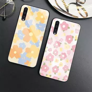 Чехол с цветочным рисунком для Samsung Galaxy A52 A71 A72 A73 A53, стеклянный чехол для Samsung A13 5g A03 A22 A21s A03 Core A42 A70 Fundas For Samsung A21S