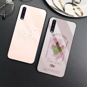 Чехол с цветочным рисунком для Samsung Galaxy A73 A53 A33 A72 A52, чехол из закаленного стекла для Samsung A32 A22 A21 A13 A21s 5g A50 Capas For Samsung A22 4G