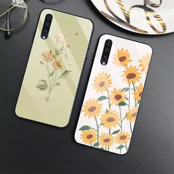 Чехол с цветочным рисунком для Samsung Galaxy A52 A71 A72 A70 A73 A53 A13 5g A03 A22 A21s A03 Core A42, чехол из закаленного стекла Capinha For Samsung A01