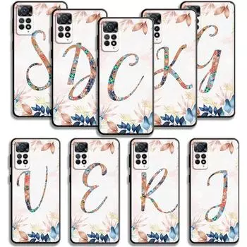 Чехол с цветочным узором в виде листьев и букв для Xiaomi Redmi Note 12 11t 11s 11 10 8 Pro 9 9s 9t 8t для Mi 10 8 9a 9c 10c 12c K40 For Redmi Note11T 5G