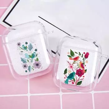 Чехол с цветочными птицами для Airpods 2 1, чехол для беспроводных наушников с Bluetooth, чехол для милых влюбленных, мягкий чехол из ТПУ для Airpods, чехол