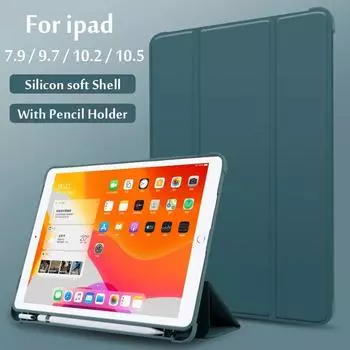 Чехол с держателем для карандашей для iPad Air 2 9,7 2017, 5, 6, для iPad 10,2, 9, 2021, 8, 2020, Mini 6, 5, 4, 3 Pro, 10,5, смарт-чехол ipad mini 123 чёрный