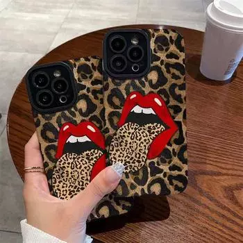 Чехол с детским принтом «Сексуальные губы, леопардовый язык», для iPhone 15 Pro Max 14 13 12 11 Pro XR Xs 6 7 8Plus SE 2020, мягкий силиконовый чехол «все включено» iPhone 15 Pro Max
