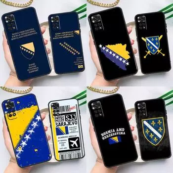 Чехол с флагом Боснии для Xiaomi Redmi Note 10 11 Pro 8 9 12 Pro 11S 10S 9S Redmi 9 10 12C 9C 10C задняя крышка Redmi Note 10 5G