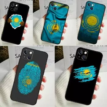 Чехол с флагом Казахстана для iPhone 14 16 15 Pro Max 11 12 13 Mini 7 8 Plus X XR XS MAX, мягкий противоударный чехол iPhone 7 8