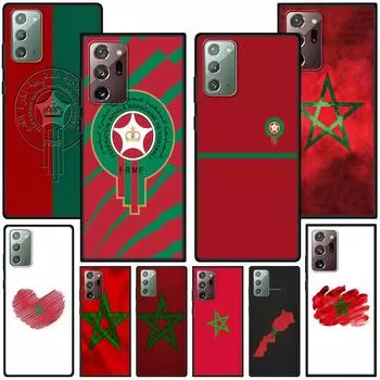 Чехол с флагом Марокко для Samsung Galaxy Note 20 Ultra 10 Lite 9 8 A53 A52 A12 S22 S21 FE S20 Plus, силиконовый черный чехол для телефона Samsung Note 20