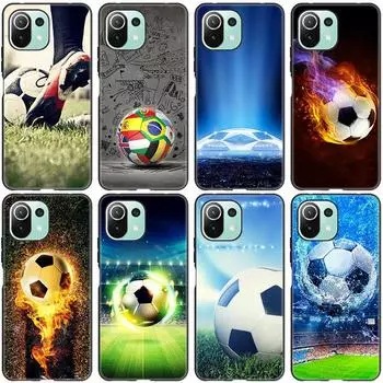 Чехол с футбольным мячом Fire Football для Xiaomi Mi 11 Lite NE 11i 10T 11T Pro A2 A3 Lite POCO F3 M3 M4 C31 X3 Pro NFC GT, черный чехол Xiaomi POCO X3 Pro