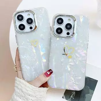 Чехол с гальваническим покрытием Dream Shell Pattern Love Heart для iPhone 14 13 12 11 Pro Max X XR XsMax, противоударная мягкая задняя крышка IMD For iPhone XS