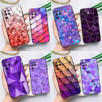 Чехол с геометрическим абстрактным кристаллом для OPPO A54 A74 A94 A52 A72 A83 A91 A93 A15 A16 A5 A9 A31 A53 A53S 2020, задняя крышка OPPO A91