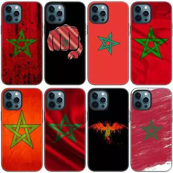Чехол с гербом и флагом Марокко для Apple iPhone iPhone 14 13 12 Mini 11 Pro Max 7 8 XR X XS 7 8 Plus SE 2020 2022, черный чехол iPhone SE 2022