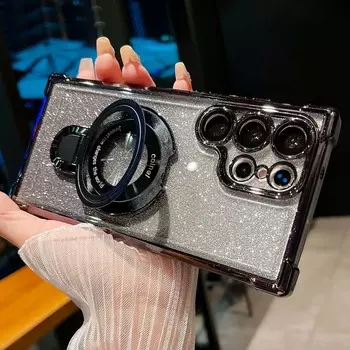 Чехол с градиентной подставкой Magsafe для Samsung Galaxy S24 Ultra S22 Plus S23 FE, магнитный кронштейн, подушка безопасности, противоударный чехол S23 фиолетовый