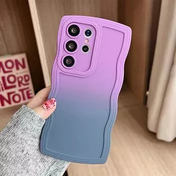 Чехол с градиентной волной для Samsung Galaxy S24 S23 Plus S22 Ultra S21 S20 FE A55 A35 A15 A25 A05 A34 A54 A53 A52, мягкий силиконовый противоударный чехол из ТПУ For Samsung S20 Plus ярко-розовый/розовый