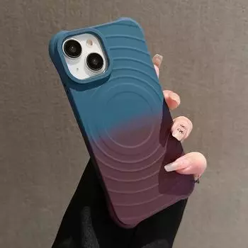Чехол с градиентной волной и пульсацией Magsafe для беспроводной зарядки для iPhone 15 14 Plus 13 12 11 Pro Max, магнитная матовая мягкая силиконовая задняя крышка For iPhone 11Pro max