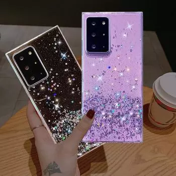 Чехол с градиентными блестками для Samsung Galaxy S23 Ultra S22 S21 Plus A04s A04e A53 Xiaomi Redmi 12C OPPO A94 iPhone 14 13 12 11 Pro Max, мягкий чехол For Samsung Galaxy A04s фиолетовый