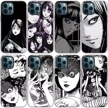 Чехол с изображением аниме Junji Ito Tees Horror для Apple iPhone 14 13 12 Mini 11 Pro Max 7 8 XR X XS 7 8 Plus SE 2020 2022, черный чехол iPhone 14