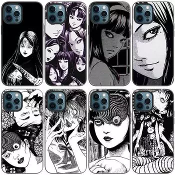 Чехол с изображением аниме Junji Ito Tees Horror для Apple iPhone 14 13 12 Mini 11 Pro Max 7 8 XR X XS 7 8 Plus SE 2020 2022, черный чехол iPhone SE 2022