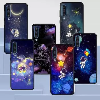 Чехол с изображением астронавта из мультфильма для Samsung Galaxy A50 A10 A70 A30 A20s A20e A40 A10s A10e A90 5G A30s A60 A20, силиконовый черный чехол для телефона Samsung A01