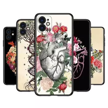 Чехол с изображением человеческого сердца и цветка для телефона iPhone Samsung Galaxy Redmi Xiaomi Oppo OnePlus Note SA 7 8 9 10 11 12 13 14 20 21 22 23 53 54 Pro Max Ultra iPhone 6 or 6S