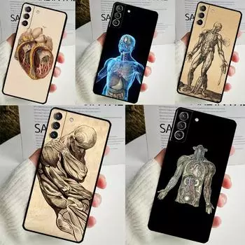 Чехол с изображением человеческой анатомии для Samsung Galaxy S23 S24 Ultra S8 S9 S10 S22 Plus Note 10 20 Ultra S20 S21 FE Galaxy S10