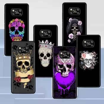 Чехол с изображением черепа и бабочки в стиле ретро для Xiaomi Poco X3 NFC M3 M4 Pocophone F1 F3 Redmi Note 9s 9 8 10 Pro, черный мягкий чехол для телефона Xiaomi Poco M4Pro 5G