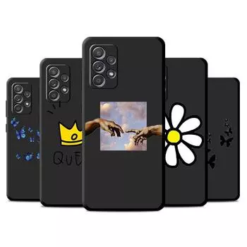 Чехол с изображением цветов и сердца для Samsung Galaxy A52 A12 A32 A51 A21s A71 A13 A53 A22 A31 A72 A03 A02s A41, черный чехол для телефона Samsung A53 5G