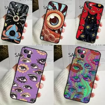 Чехол с изображением глаза для iPhone 14 16 15 Pro Max 11 12 13 Mini 7 8 Plus X XR XS MAX, мягкий противоударный чехол iPhone 12 mini