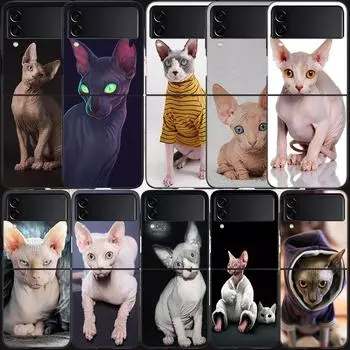 Чехол с изображением кота сфинкса для Samsung Galaxy Z Flip 3 Flip 5 4 5G, черный жесткий чехол для мобильного телефона Samsung Z Flip 5 5G, роскошный чехол из поликарбоната, чехол Fu Samsung Z Flip 3 5G