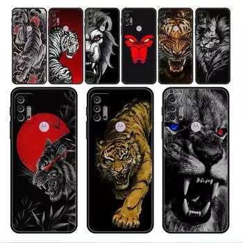 Чехол с изображением льва и волка для Motorola G30 G60 G22 G9 Play G82 G52 G8 G9 G50 One Fusion Edge 20, черные мягкие чехлы для телефона Moto G60S