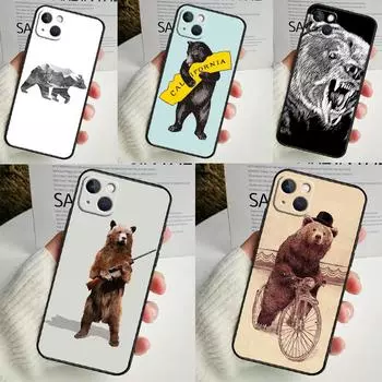 Чехол с изображением медведя гризли для iPhone 14 16 15 Pro Max 11 12 13 Mini 7 8 Plus X XR XS MAX, мягкий, противоударный iPhone 15 Plus