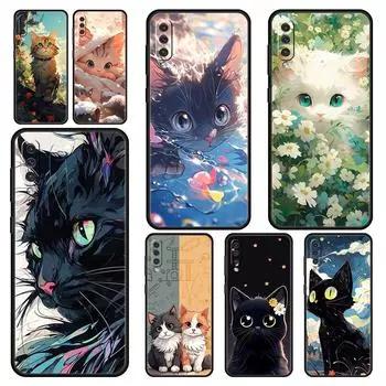 Чехол с изображением милого кота из мультфильма для Samsung A24 A12 A14 A32 A50 A70 A20E A20S A10S A22 A30 A40 A34 A54 A42 A52 5G A02S A04s Samsung A02s