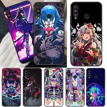 Чехол с изображением неона Oni Girl в стиле аниме для Huawei P30 Lite P40 P20 P50 Pro Nova 5T P Smart 2019, чехол для Honor 50 10i 8X Huawei P20 Pro