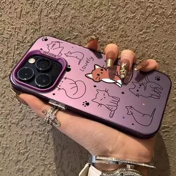 Чехол с изображением пары котов для iPhone 16 Pro Max Samsung A55 S24 Xiaomi Redmi Note 13 Pro 14C Huawei Honor 200, противоударный чехол-бампер с защитой от царапин Samsung A54 5G