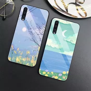 Чехол с изображением пейзажа для Samsung Galaxy A52 A70 A71 A73 A53 A13 5g A03 A72 A22 A21s A03 Core A42, крышка из закаленного стекла For Samsung A12