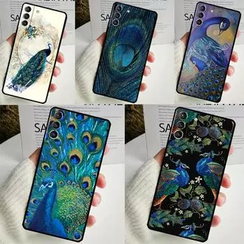 Чехол с изображением перьев павлина для Samsung Galaxy S24 Ultra S22 Plus S20 S21 FE S8 S9 S10 Note 10 20 S23 Ultra Cover Galaxy S20 Plus
