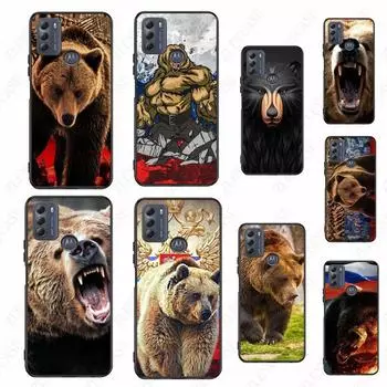 Чехол с изображением российского черного медведя для Motorola Moto EDGE 20pro EDGE 20lite E6 E7, чехол G STYLUS GPLAY GPOWER G 5G PLUS G30 G100 Funda Coque MOTO E6