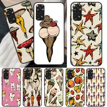 Чехол с изображением сексуальных грибов, моркови и фруктов для Xiaomi Redmi Note 10 8 9 11 Pro 8T 9S 10S 11S Redmi 10C 9C 9A 9T K50 K40 Gaming Redmi 9T