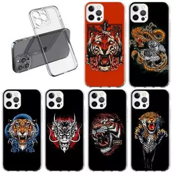 Чехол с изображением тигра и животного для Apple iPhone 11 13 14 12 Pro 7 8 Plus XR X XS Max 6 6S 14Pro, прозрачный силиконовый чехол для телефона iPhone 14 Pro Max