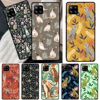 Чехол с изображением тигров, леопардов и тропических листьев для Samsung Galaxy A51 A71 A50 A70 A33 A53 A73 A12 A22 A32 A52 A72 A21S A52S Samsung A41
