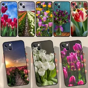Чехол с изображением весенних тюльпанов для iPhone 12 11 13 14 15 Pro Max 12 Mini 7 8 Plus X XR XS Max SE 2020 iPhone 7 8