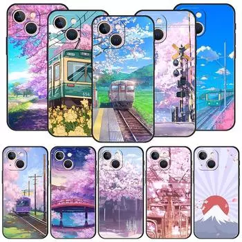 Чехол с изображением вишни в японском стиле Traint Moun Fuji для iPhone 11 12 13 15 14 Pro Max X XR XS 7 8 Plus SE 2020, чехол Funda iPhone 15