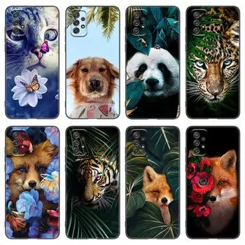 Чехол с изображением животного лисы, волка и цветов для Samsung A04 A21 A30 A50 A52 S A13 A14 A22 A23 A32 A53 A73 5G A11 A12 A31 A33 A51 A70 A71 A72 Samsung A04 4G