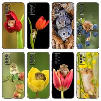 Чехол с изображением животного, мыши, хомяка и цветка для Samsung A04 A21 A30 A50 A52 S A13 A22 A23 A32 A53 A73 5G A11 A12 A31 A33 A51 A70 A71 A72 Samsung A04 4G