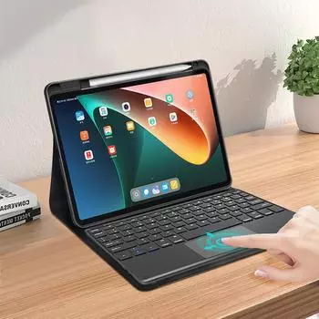 Чехол с клавиатурой Bluetooth для Xiaomi Mi Pad 5 Pro, чехол-раскладушка для планшета, чехол для планшета Xiaomi Pad 6Pro Redmi Pad SE 10,6, кожаный чехол с беспроводной клавиатурой Bluetooth Mi Pad 5/5pro 11inch чёрный