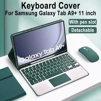 Чехол с клавиатурой для Galaxy Tab A9 Plus 11 дюймов, съемный чехол с Bluetooth-клавиатурой для Samsung Tab A9 Plus SM-X210N/X216B, кожаный чехол Galaxy tab a9 plus
